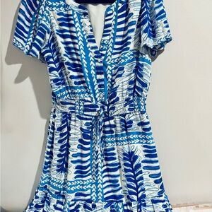 LOFT Blue and White Patterned Dress